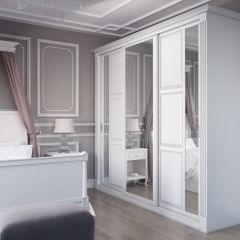 Шкаф-купе 2450 серии NEW CLASSIC K6Z+K1+K6+B22+PL2 (по 2 ящика лев/прав+1 штанга+1 полка) профиль «Капучино» в Режи - rezh.mebel24.online | фото