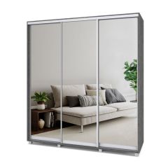 МАРТИН Шкаф-купе с зеркалами Камень темный (2000*450) М403 в Режи - rezh.mebel24.online | фото