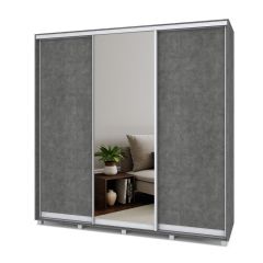 МАРТИН Шкаф-купе с зеркалом Камень темный (2200*450) М422 в Режи - rezh.mebel24.online | фото