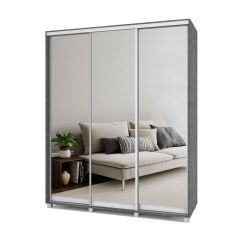 РОЛАНД Шкаф-купе с зеркалами Камень темный (450*1800) Р483 в Режи - rezh.mebel24.online | фото