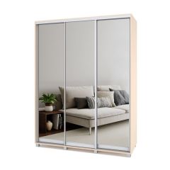 РОЛАНД Шкаф-купе с зеркалами Млечный дуб (450*1700)  Р473 в Режи - rezh.mebel24.online | фото