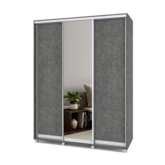 РОЛАНД Шкаф-купе с зеркалом Камень темный (450*1700) Р472 в Режи - rezh.mebel24.online | фото