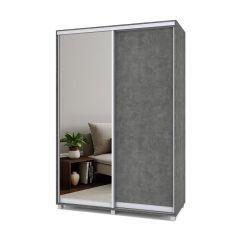 РОЛАНД Шкаф-купе зеркалом Камень темный (600*1500) Р652 в Режи - rezh.mebel24.online | фото
