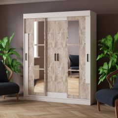 Шкаф-купе ТВИСТ Белый/Дуб юкон в Режи - rezh.mebel24.online | фото