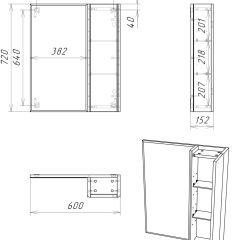 Шкаф-зеркало Uno 60 Дуб серый левый/правый Домино (DU1503HZ) в Режи - rezh.mebel24.online | фото 14