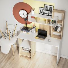 Стол компьютерный Олимп (дуб сонома/белый) в Режи - rezh.mebel24.online | фото 2