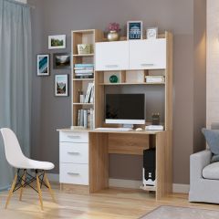 Стол компьютерный ПКС-5 Дуб сонома/Белый глянец в Режи - rezh.mebel24.online | фото