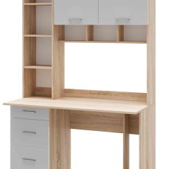 Стол компьютерный ПКС-5 Дуб сонома/Белый глянец в Режи - rezh.mebel24.online | фото 2