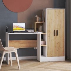 Стол компьютерный СКМ-1 ЛДСП Белый/Дуб крафт золотой в Режи - rezh.mebel24.online | фото