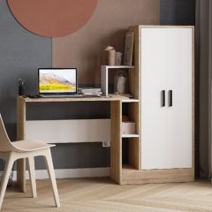 Стол компьютерный СКМ-1 ЛДСП Белый/Дуб сонома в Режи - rezh.mebel24.online | фото
