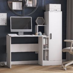 Стол компьютерный СКМ-2 ЛДСП Белый в Режи - rezh.mebel24.online | фото