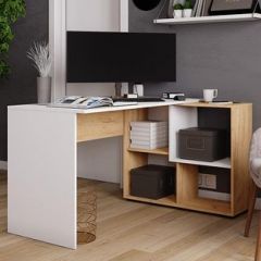 Стол компьютерный угловой СКМУ-4 Белый/Дуб крафт золотой в Режи - rezh.mebel24.online | фото