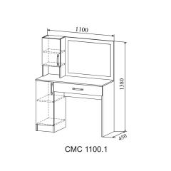СОФИ Стол макияжный СМС 1100.1 с зеркалом (дуб сонома/белый) в Режи - rezh.mebel24.online | фото 2
