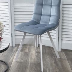 Стул CHILLI SQUARE G108-56 пудровый синий, велюр/ белый каркас М-City в Режи - rezh.mebel24.online | фото 6