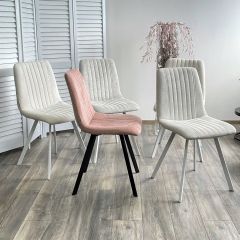 Стул ELVIS WZ2042-01 молочный фактурный велюр / белый каркас М-City в Режи - rezh.mebel24.online | фото 2