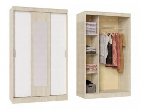 БАРИ Шкаф-купе с зеркалом (1300) Дуб Сонома/Белый в Режи - rezh.mebel24.online | фото