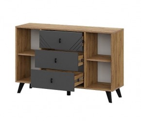 БАЙКАЛ Комод 3 ящика двухстворчатый (Графит/Дуб золотой) в Режи - rezh.mebel24.online | фото 2