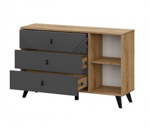 БАЙКАЛ Комод 3 ящика (со створкой) Графит/Дуб золотой в Режи - rezh.mebel24.online | фото 4