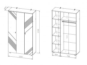 БАЙКАЛ Шкаф трехстворчатый (Графит/Дуб золотой) в Режи - rezh.mebel24.online | фото 3