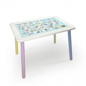 Детский стол с накладкой Алфавит (Белый/Цветной) в Режи - rezh.mebel24.online | фото