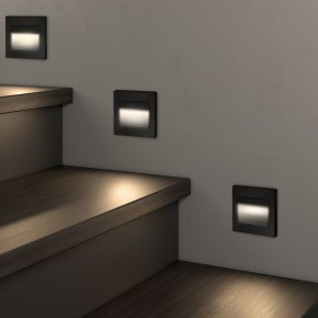 DK3050-BK Светильник встраиваемый в стену, IP 20, LED 3000, 1 Вт, черный пластик в Режи - rezh.mebel24.online | фото 3