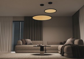 DK6616-BK Подвесной горизонтальный светильник Veil со светодиодом H900 d600 220V 48W 3000-6000K IP20 черный алюминий в Режи - rezh.mebel24.online | фото 5