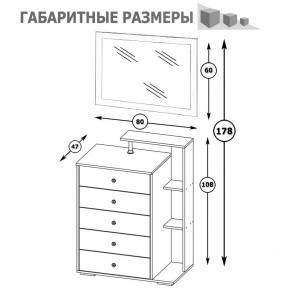 Камелия Комод + Зеркало, цвет белый, ШхГхВ 80х46,8х178 см., НЕ универсальная сборка в Режи - rezh.mebel24.online | фото 6