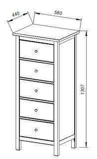 Комод 05 Кантри белый с пятью ящиками в Режи - rezh.mebel24.online | фото 3