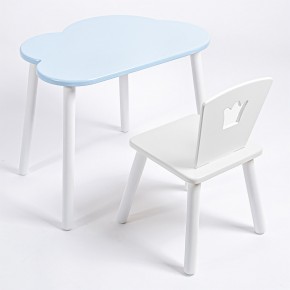 Комплект детский стол ОБЛАЧКО и стул КОРОНА ROLTI Baby (голубая  столешница/белое сиденье/белые ножки) в Режи - rezh.mebel24.online | фото