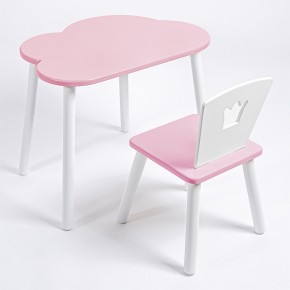Комплект детский стол ОБЛАЧКО и стул КОРОНА ROLTI Baby (розовая столешница/розовое сиденье/белые ножки) в Режи - rezh.mebel24.online | фото