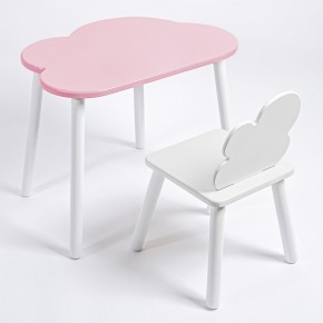 Комплект детский стол ОБЛАЧКО и стул ОБЛАЧКО ROLTI Baby (розовая столешница/белое сиденье/белые ножки) в Режи - rezh.mebel24.online | фото