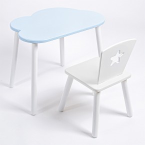 Комплект детский стол ОБЛАЧКО и стул ЗВЕЗДА ROLTI Baby (голубая столешница/белое сиденье/белые ножки) в Режи - rezh.mebel24.online | фото