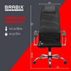 Кресло BRABIX PREMIUM "Ultimate EX-800" хром, плотная двойная сетка Х2, черное, 532911 в Режи - rezh.mebel24.online | фото 6