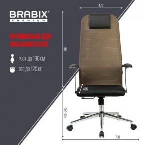 Кресло BRABIX PREMIUM "Ultimate EX-801" хром, плотная двойная сетка Х2, черное/коричневое, 532920 в Режи - rezh.mebel24.online | фото 6