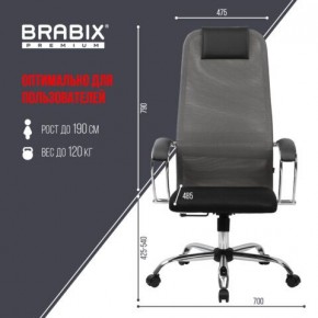 Кресло офисное BRABIX PREMIUM "Ultimate EX-800" хром, плотная двойная сетка Х2, черное/серое, 532912 в Режи - rezh.mebel24.online | фото 3