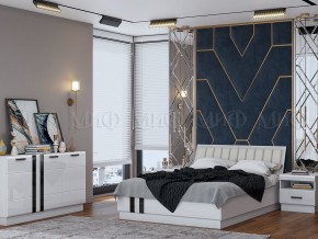 МАГНОЛИЯ Кровать 1600 с ортопедом (Белый глянец/белый) в Режи - rezh.mebel24.online | фото 2