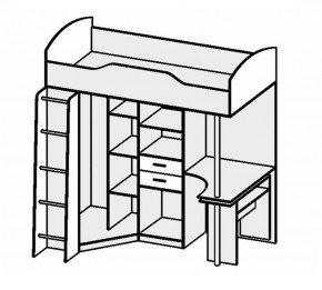 Кровать-чердак Бриз-1 УНИ (Белый глянец/Бетон светлый) в Режи - rezh.mebel24.online | фото 2