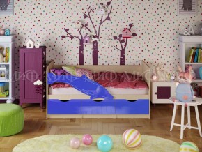 Кровать Дельфин-1 800*1600 (Синий металлик/дуб крафт белый) в Режи - rezh.mebel24.online | фото