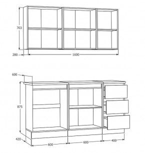 Кухня Хилтон 1.6 м (Белый текстурный/Дуб Вотан) в Режи - rezh.mebel24.online | фото 3