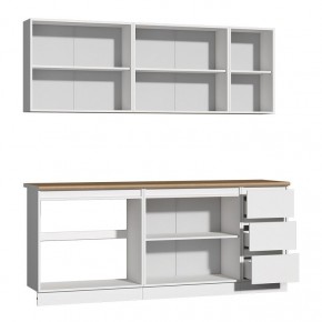 Кухня Хилтон 2.0 м (Белый текстурный/Дуб Вотан) в Режи - rezh.mebel24.online | фото 2