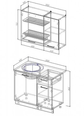 Кухонный гарнитур Антрацит 1000 (Стол. 38мм) в Режи - rezh.mebel24.online | фото 2