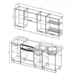 Кухонный гарнитур Антрацит 2000 (Стол. 38мм) в Режи - rezh.mebel24.online | фото 2