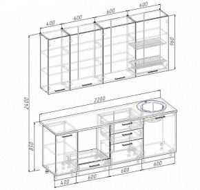 Кухонный гарнитур Антрацит 2200 (Стол. 26мм) в Режи - rezh.mebel24.online | фото 3