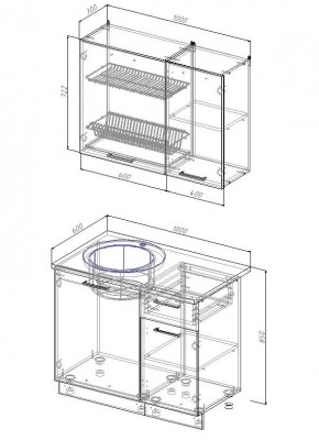 Кухонный гарнитур Дели 1000 (Стол. 38мм) в Режи - rezh.mebel24.online | фото 2