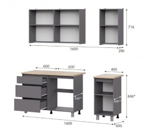 Кухонный гарнитур ДЕНВЕР (1600) Графит серый/Дуб Сонома в Режи - rezh.mebel24.online | фото 2