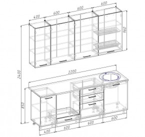 Кухонный гарнитур Графика 2200 (Стол. 26мм) в Режи - rezh.mebel24.online | фото 2