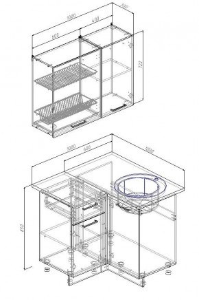 Кухонный гарнитур угловой Антрацит 1000х1000 (Стол. 26мм) в Режи - rezh.mebel24.online | фото 2