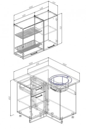 Кухонный гарнитур угловой Антрацит 1000х1000 (Стол. 38мм) в Режи - rezh.mebel24.online | фото 2