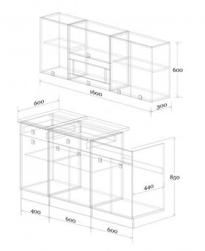 Кухонный гарнитур Виола 1600 (Венге/Дуб Сонома/Дуб Юкон) в Режи - rezh.mebel24.online | фото 2