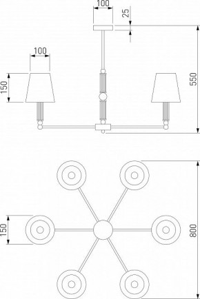 Люстра на штанге Eurosvet Conso 60145/6 латунь в Режи - rezh.mebel24.online | фото 2
